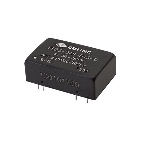Cui Inc DC to DC Converter, 5V DC to 15V DC, 3VA, 0 Hz PUZ3-D5-S15-D